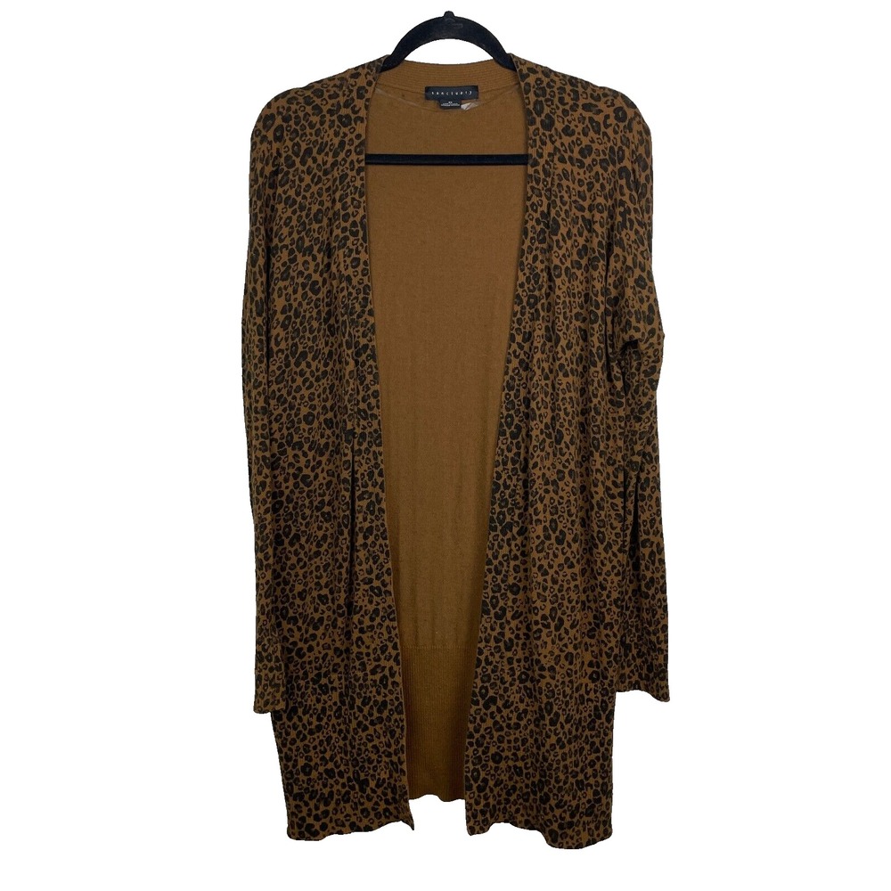 Anthropologie Sanctuary Cardigan Womens XS Brown Black Animal Print Sweater